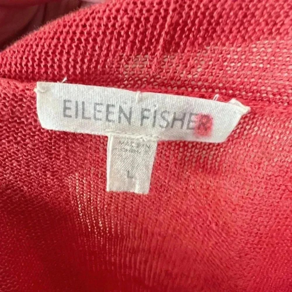 Eileen Fisher Coral Short Sleeve Linen Cardigan Open Front Size L - Picture 4 of 7